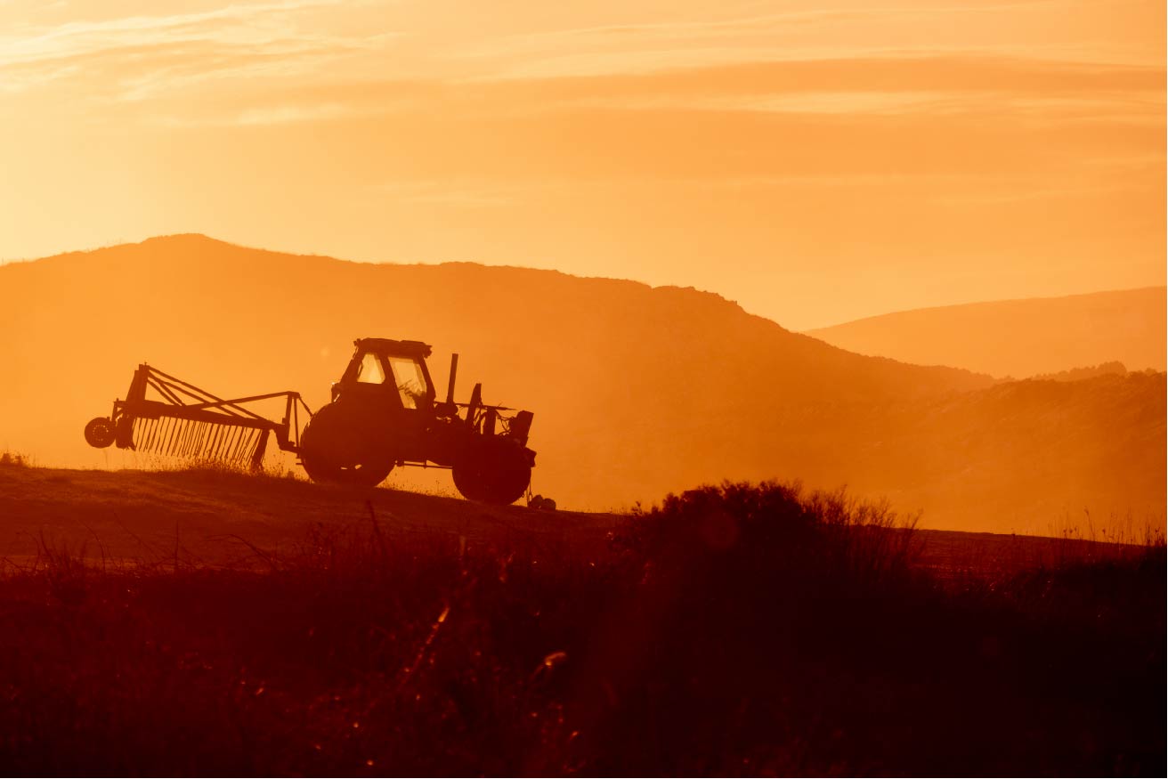photo d'un tracteur en plein travail pour représenter le secteur de l'agriculture et de l'élevage